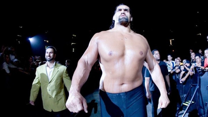 Backstage Photo of Great Khali and Vince McMahon