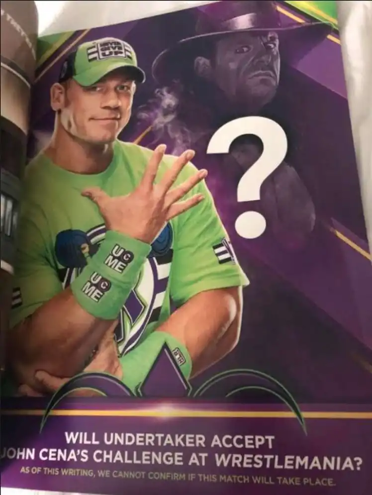 This Is How Wwe S Advertising The Undertaker Vs John Cena For Wrestlemania 34 Wrestling News Wwe News Aew News Rumors Spoilers Wwe Summerslam 2021 Results Wrestlingnewssource Com