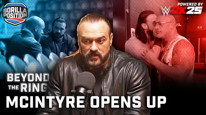 Drew McIntyre in a wrestling ring,looking resolute