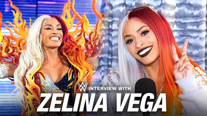 Zelina Vega in the ring, dispelling rumors of backstage heat with Mercedes Moné.